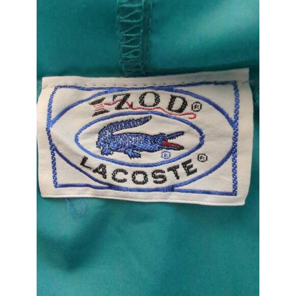 Vintage Izod Lacoste Green Hooded Packable 1/2 Zip Windbreaker Size L Tiny Flaw - Picture 2 of 8